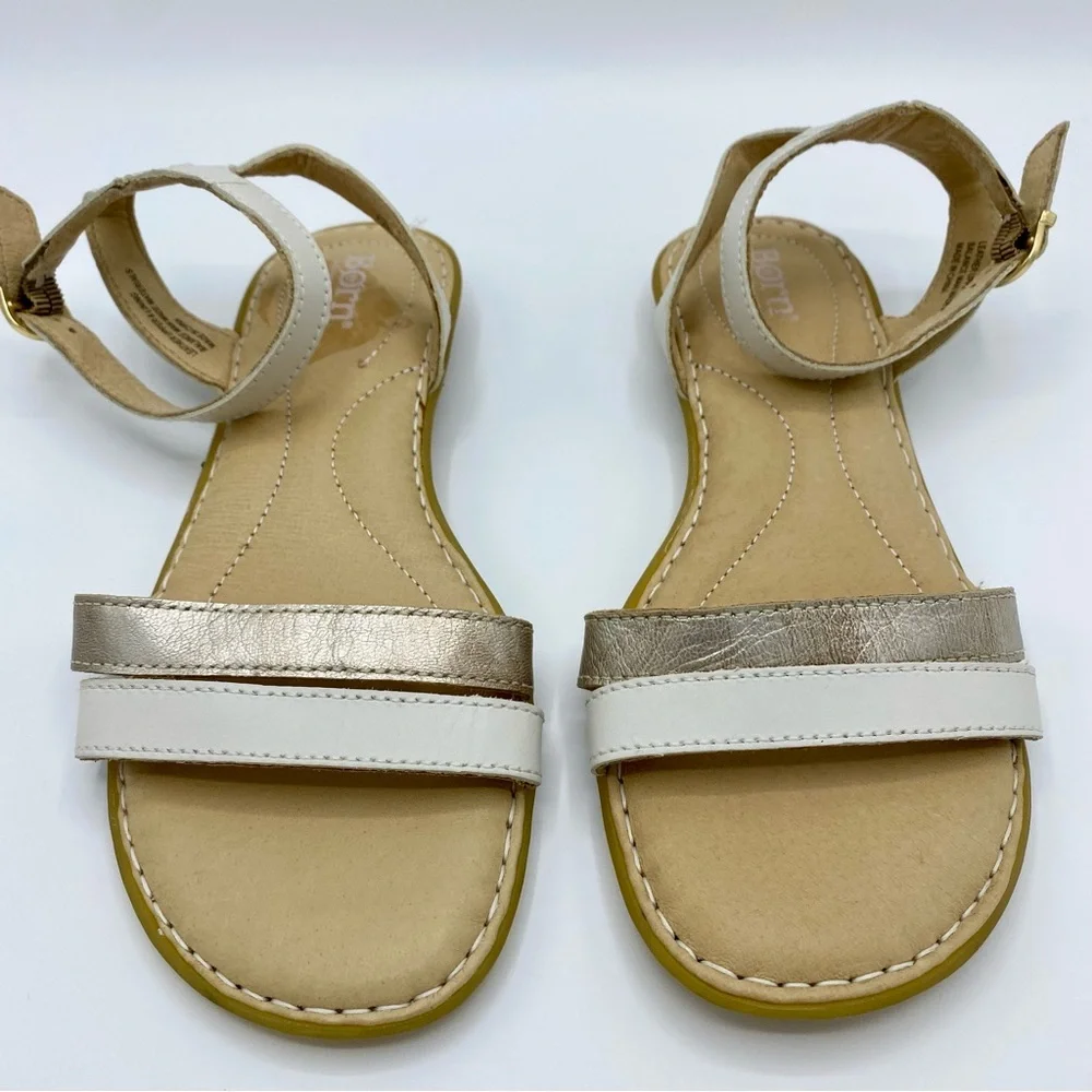 Born White Mai Easy Ankle Strap Sandals Size 7